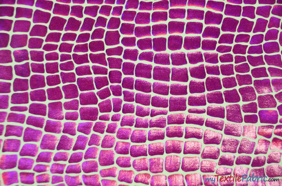 4 Way Stretch Dancewear Fabric | Anaconda Hologram Spandex | 58/60" Wide | Multiple Colors |