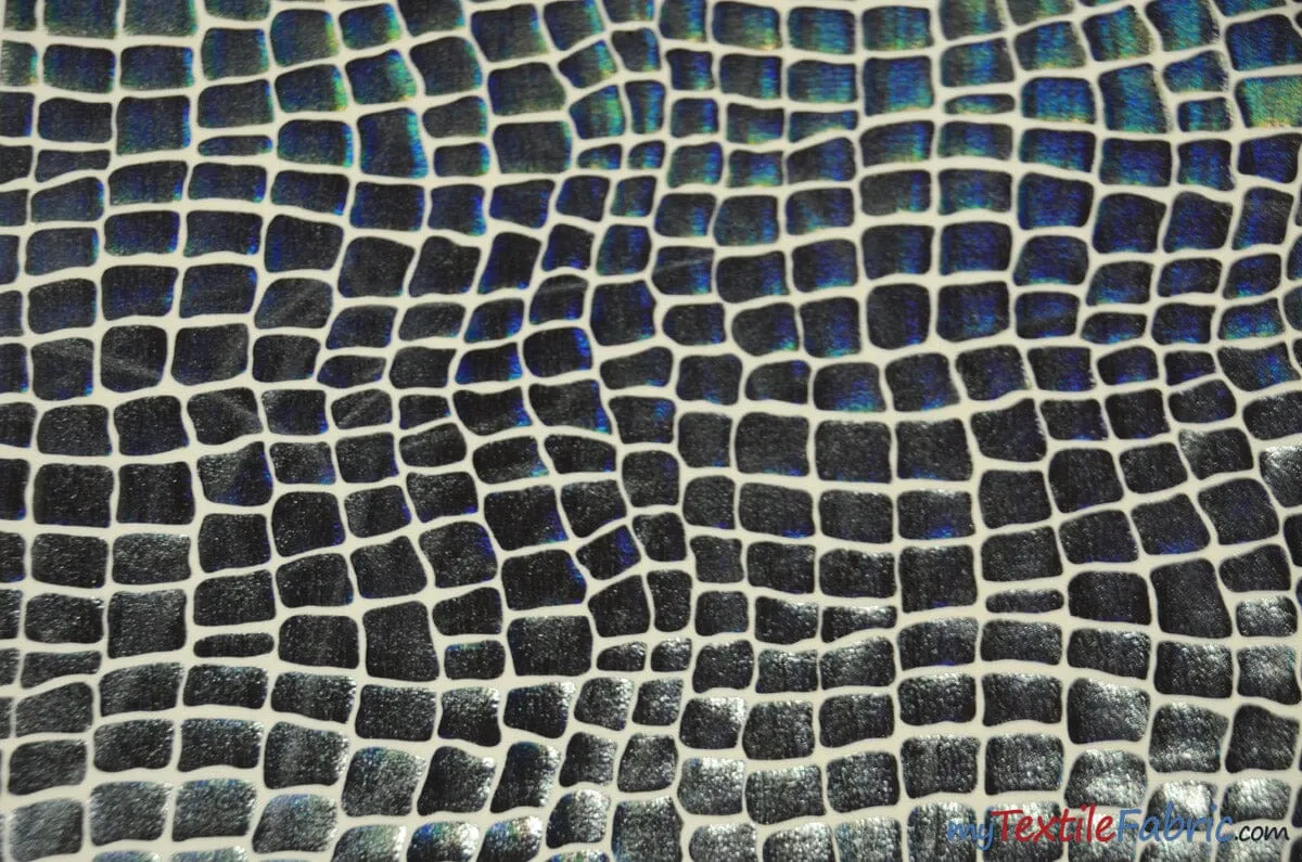 4 Way Stretch Dancewear Fabric | Anaconda Hologram Spandex | 58/60" Wide | Multiple Colors |
