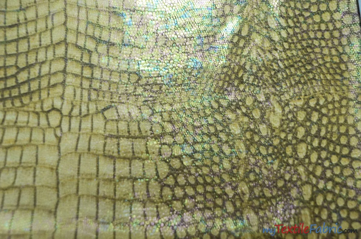 4 Way Stretch Dancewear Fabric | Jungle Alligator Hologram Spandex | 58/60" Wide | Multiple Colors |