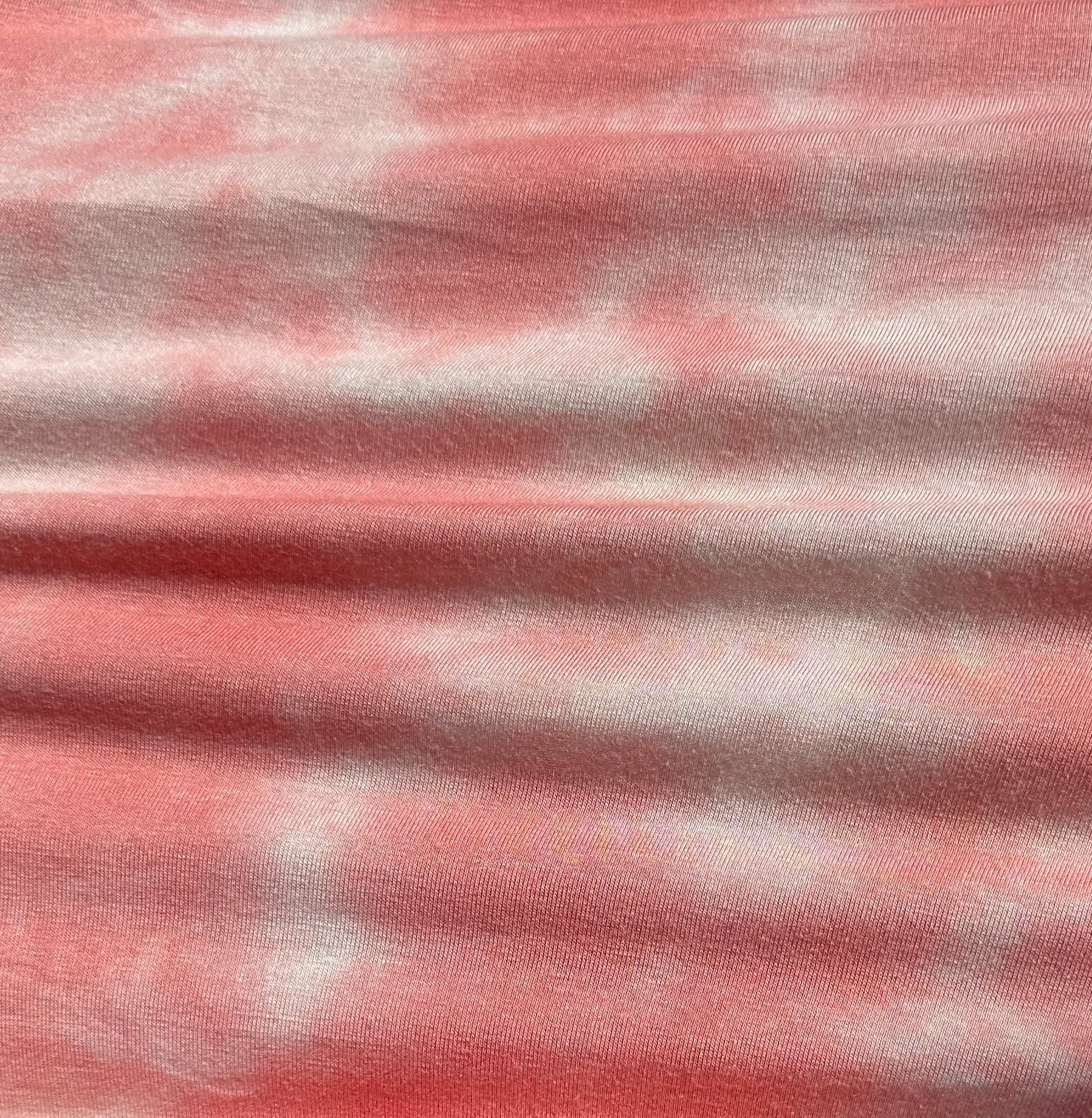 58" Modal Spandex Stretch Pink & White Tie Dye 8 OZ Knit Fabric By the Yard