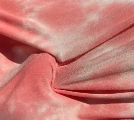 58" Modal Spandex Stretch Pink & White Tie Dye 8 OZ Knit Fabric By the Yard