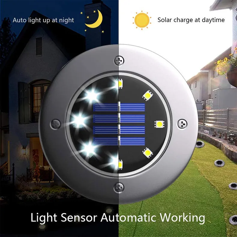 8-LED Solar Stainless Steel Underground Lamp