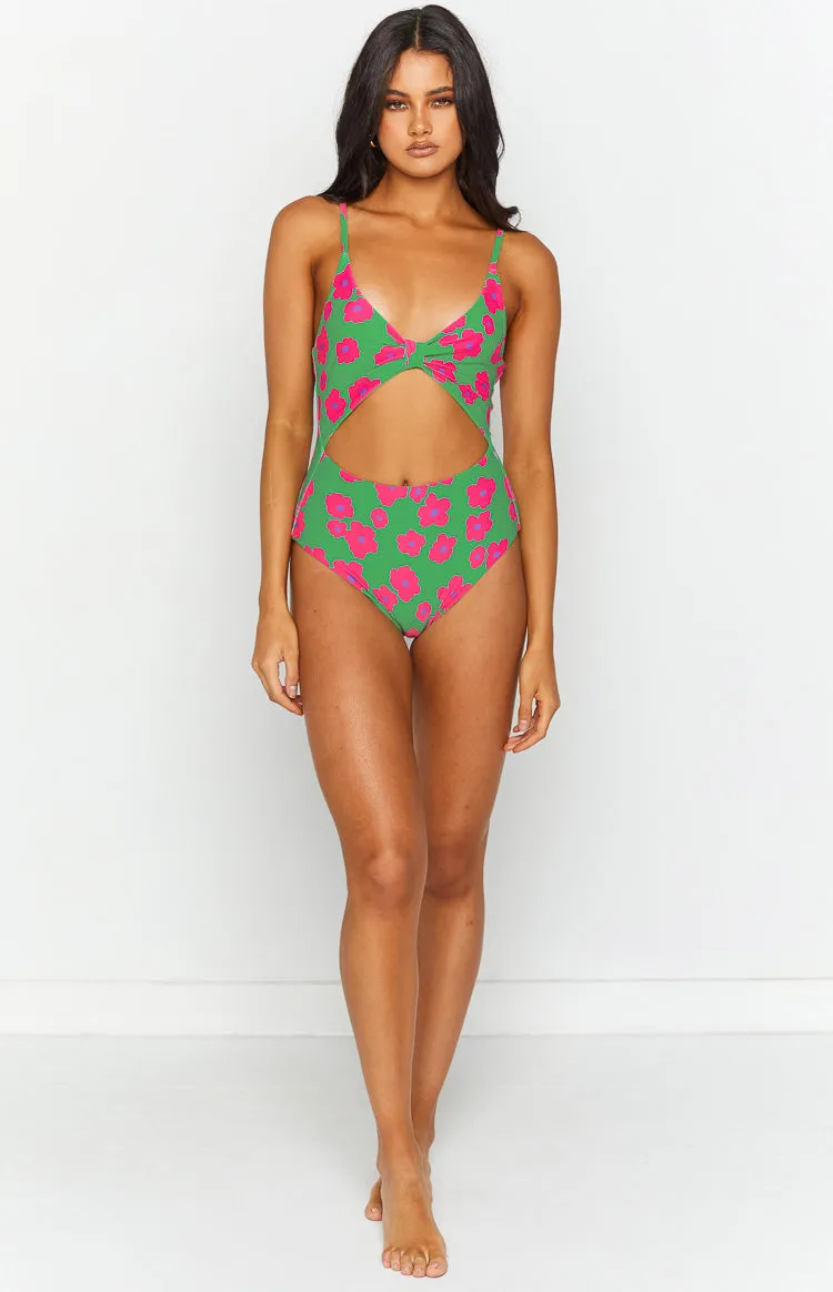 9.0 Swim Jada Cut Out One Piece Green Floral