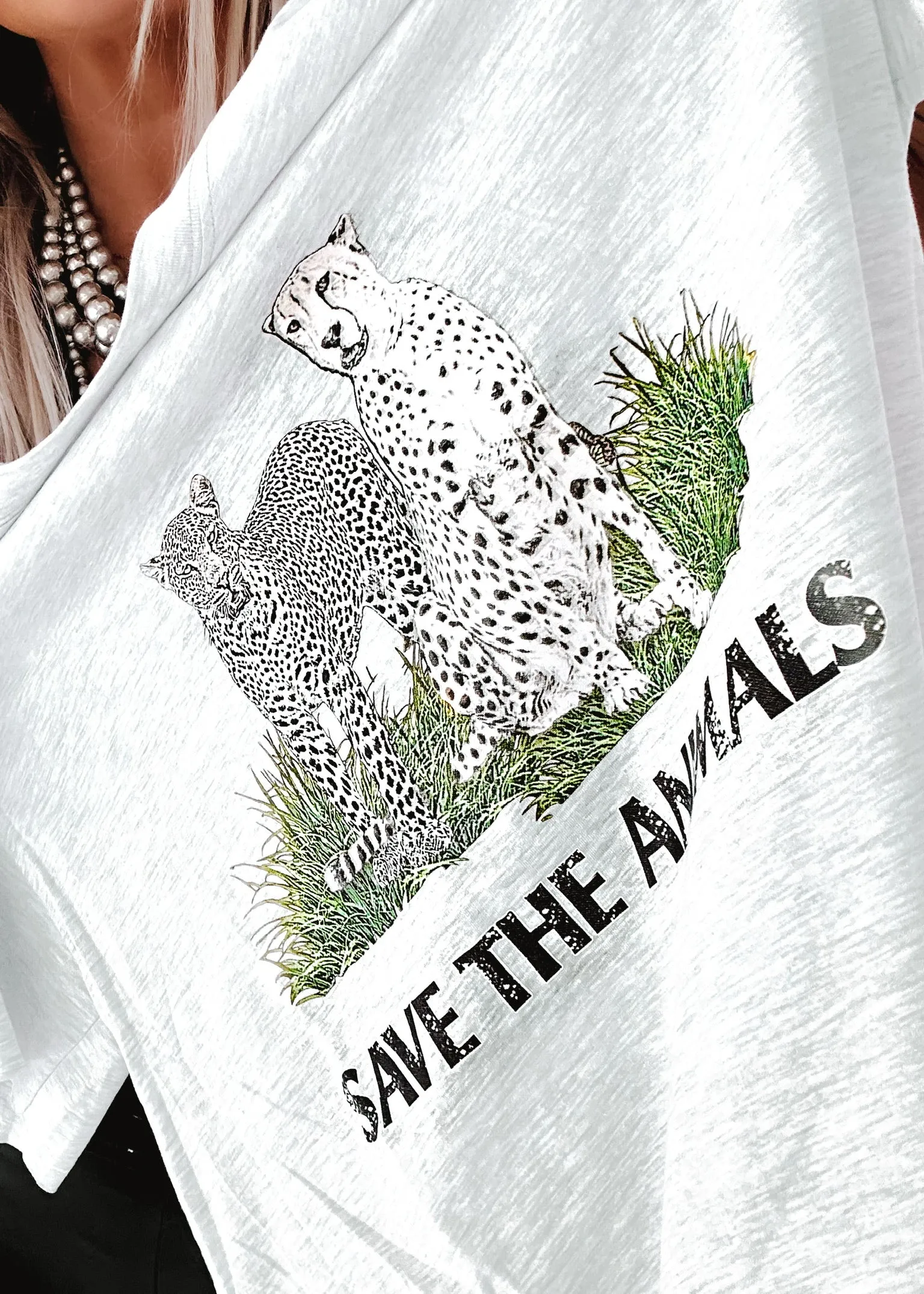 90's SAVE THE ANIMALS VINTAGE SIDE SLIT TEE