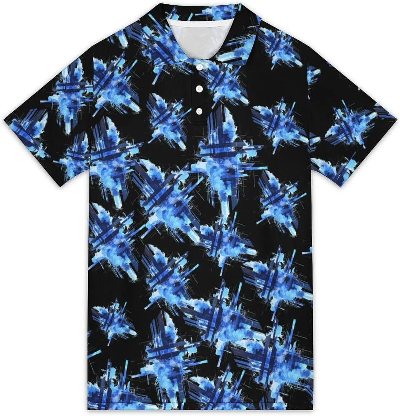 Abstract Blue Geometry Mens Polo Shirts Short Sleeve Mesh Gym T-Shirt Summer Tee Top