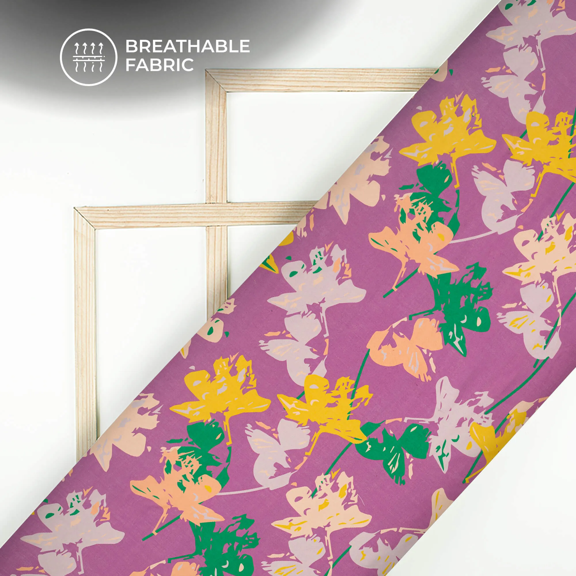 Abstract Floral Digital Print Poly Cambric Fabric