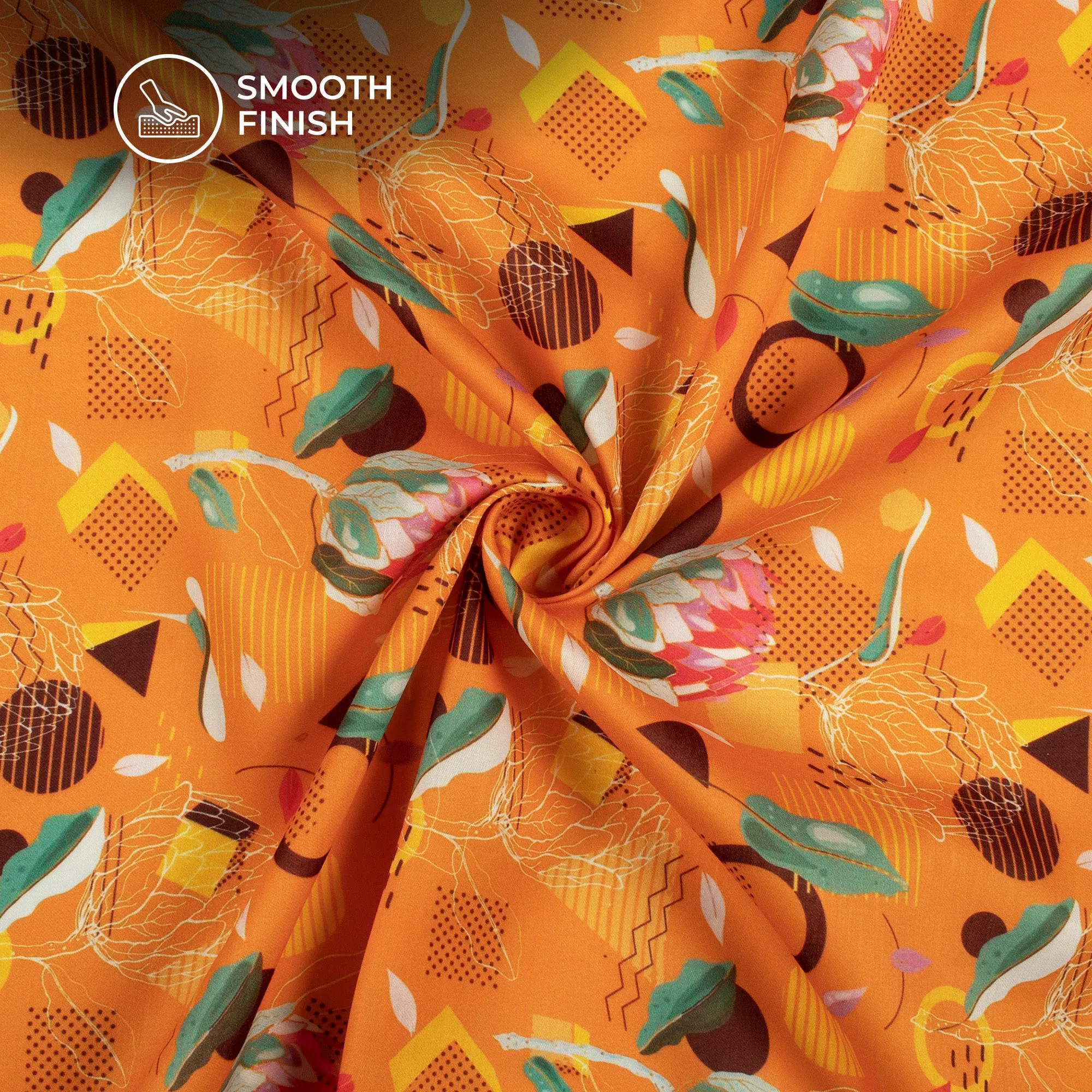Abstract Floral Digital Print Poly Glazed Cotton Fabric
