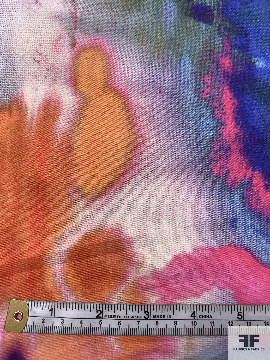 Abstract Watercolor Printed Stretch Fine Cotton Twill - Multicolor