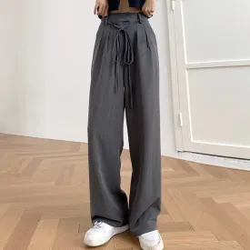 Aiertu buisness casual women outfits chic Gray Suit Pants Women's Draping Pants Straight Loose Wide-Leg Pants High Waist Mopping Casual Pants Fashion