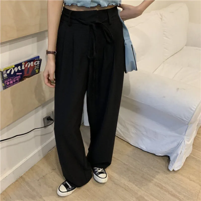 Aiertu buisness casual women outfits chic Gray Suit Pants Women's Draping Pants Straight Loose Wide-Leg Pants High Waist Mopping Casual Pants Fashion