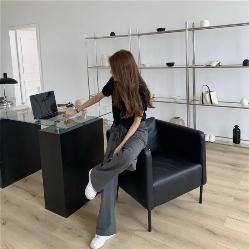 Aiertu buisness casual women outfits chic Gray Suit Pants Women's Draping Pants Straight Loose Wide-Leg Pants High Waist Mopping Casual Pants Fashion