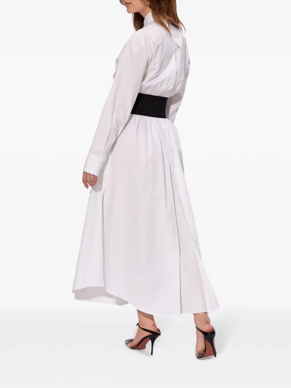 ALAIA Elegant Cotton Poplin Mini Dress with Leather Belt