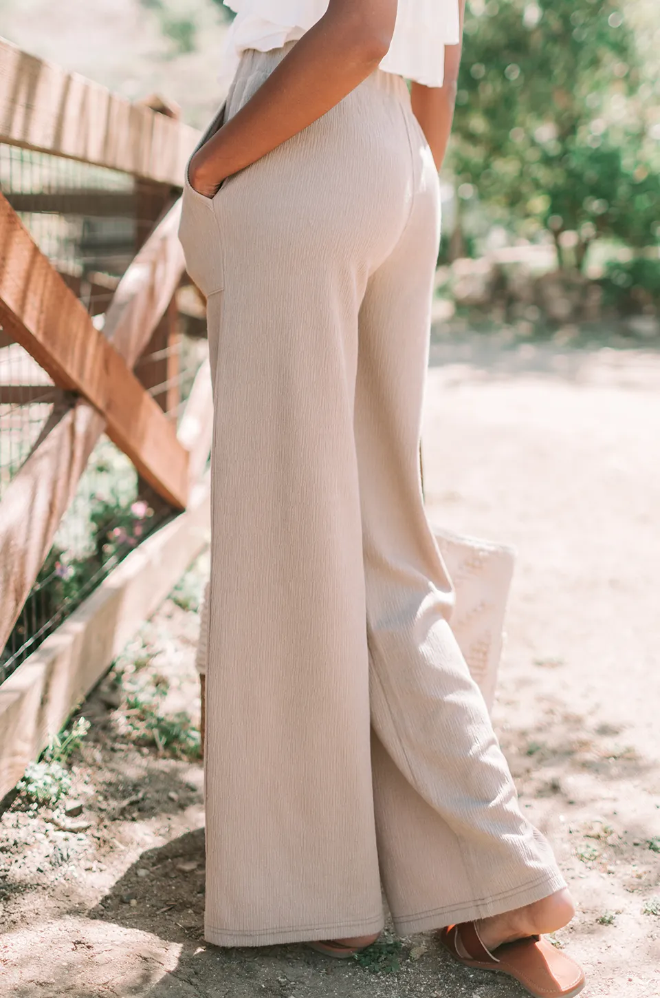 Almond Avery Wide-Leg Pants
