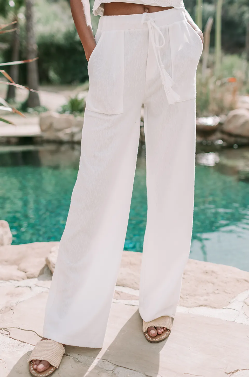 Almond Avery Wide-Leg Pants