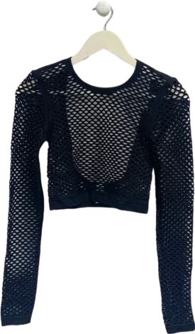 Alo Black Mesh Long-Sleeve Top Size S