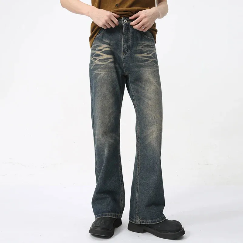 American Style Men's Wear Jeans Summer New Stylish Denim Micro Flare Pants High Street Deconstructed Trend 9C5981