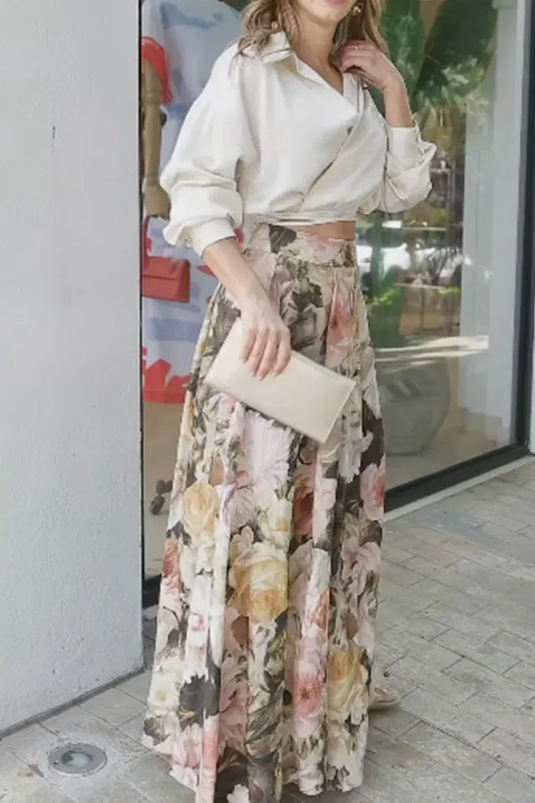 Amy's dream garden loose temperament wide leg pants