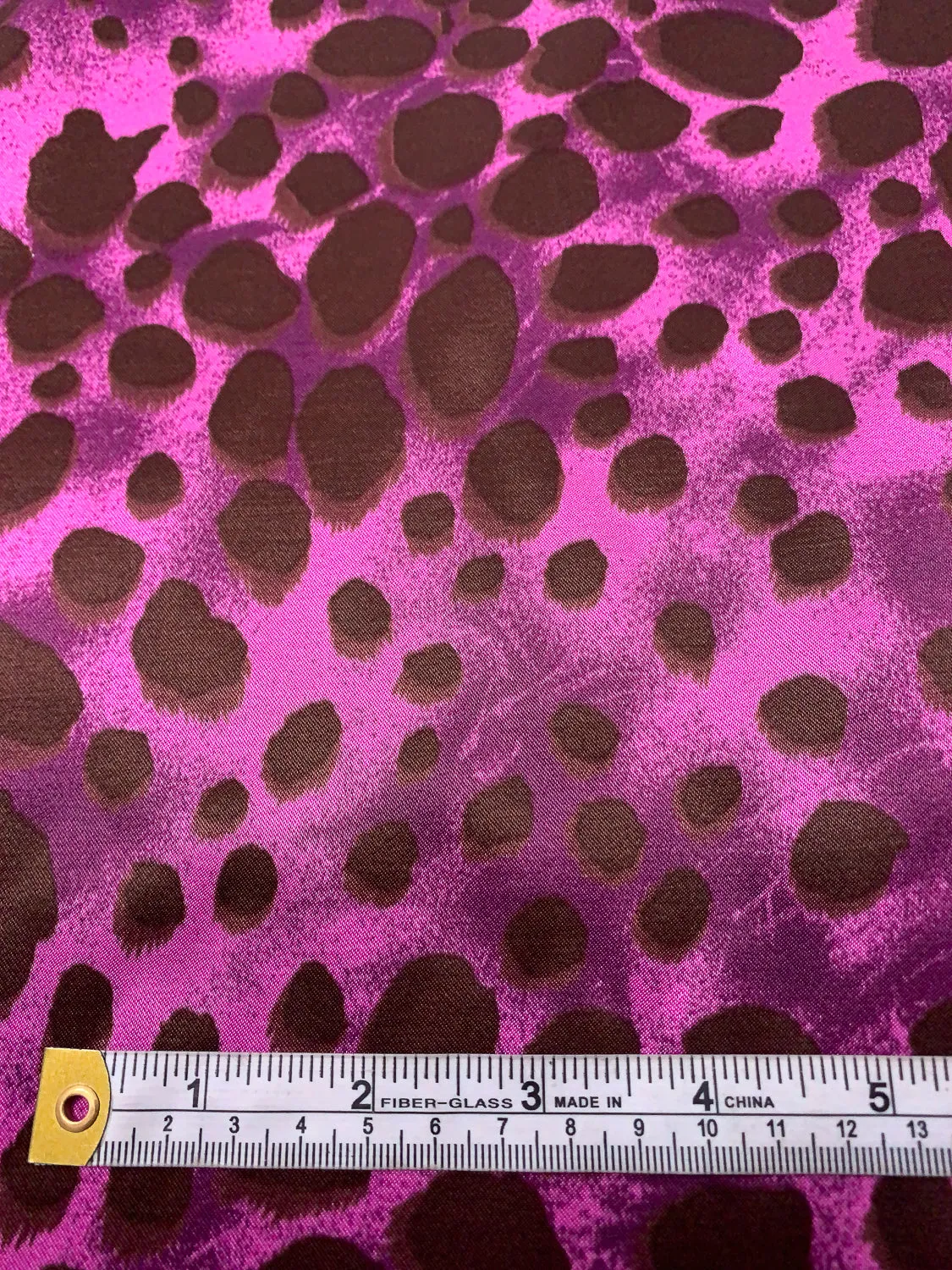 Animal Pattern Inspired Printed Stretch Viscose-Cotton Sateen - Purple / Wild Orchid / Brown