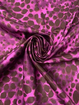 Animal Pattern Inspired Printed Stretch Viscose-Cotton Sateen - Purple / Wild Orchid / Brown