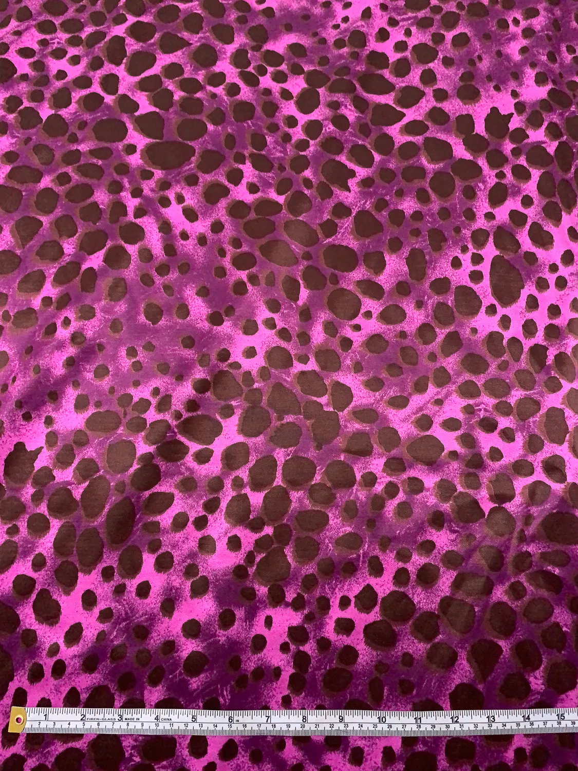 Animal Pattern Inspired Printed Stretch Viscose-Cotton Sateen - Purple / Wild Orchid / Brown