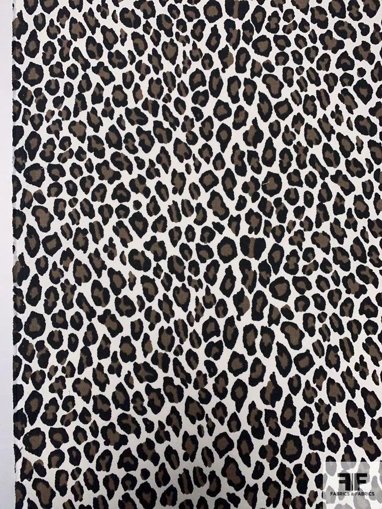Animal Printed Cotton Twill - Black / White / Brown