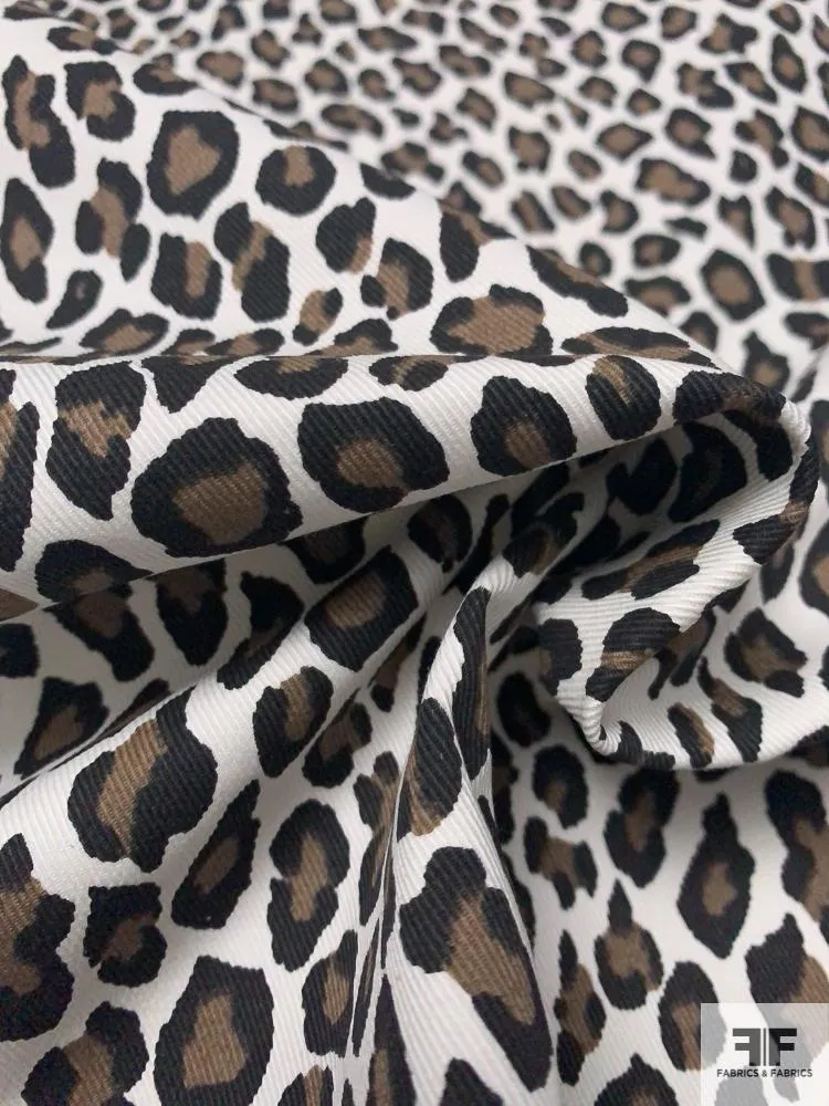 Animal Printed Cotton Twill - Black / White / Brown