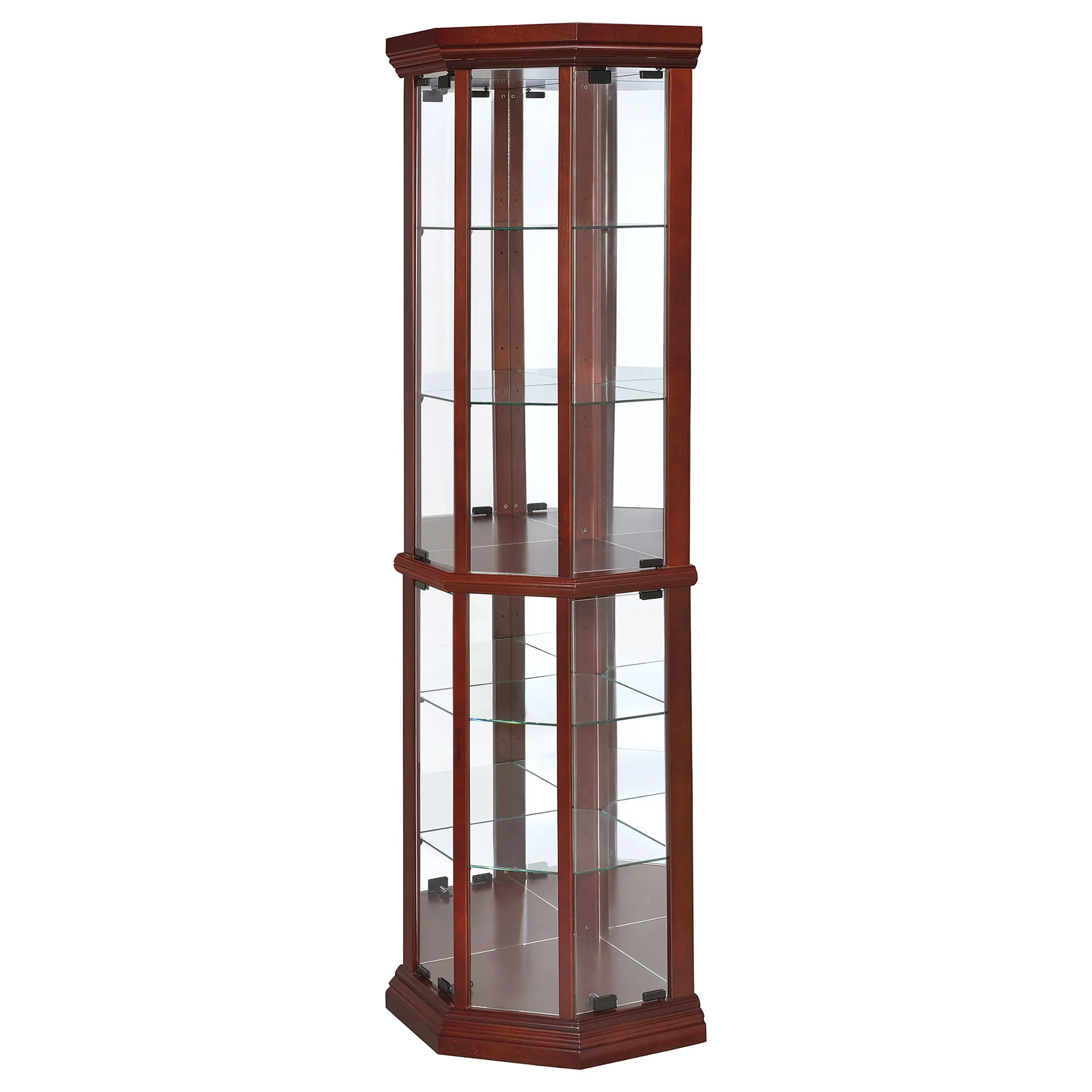 Appledale 6-shelf Corner Curio Display Cabinet Medium Brown