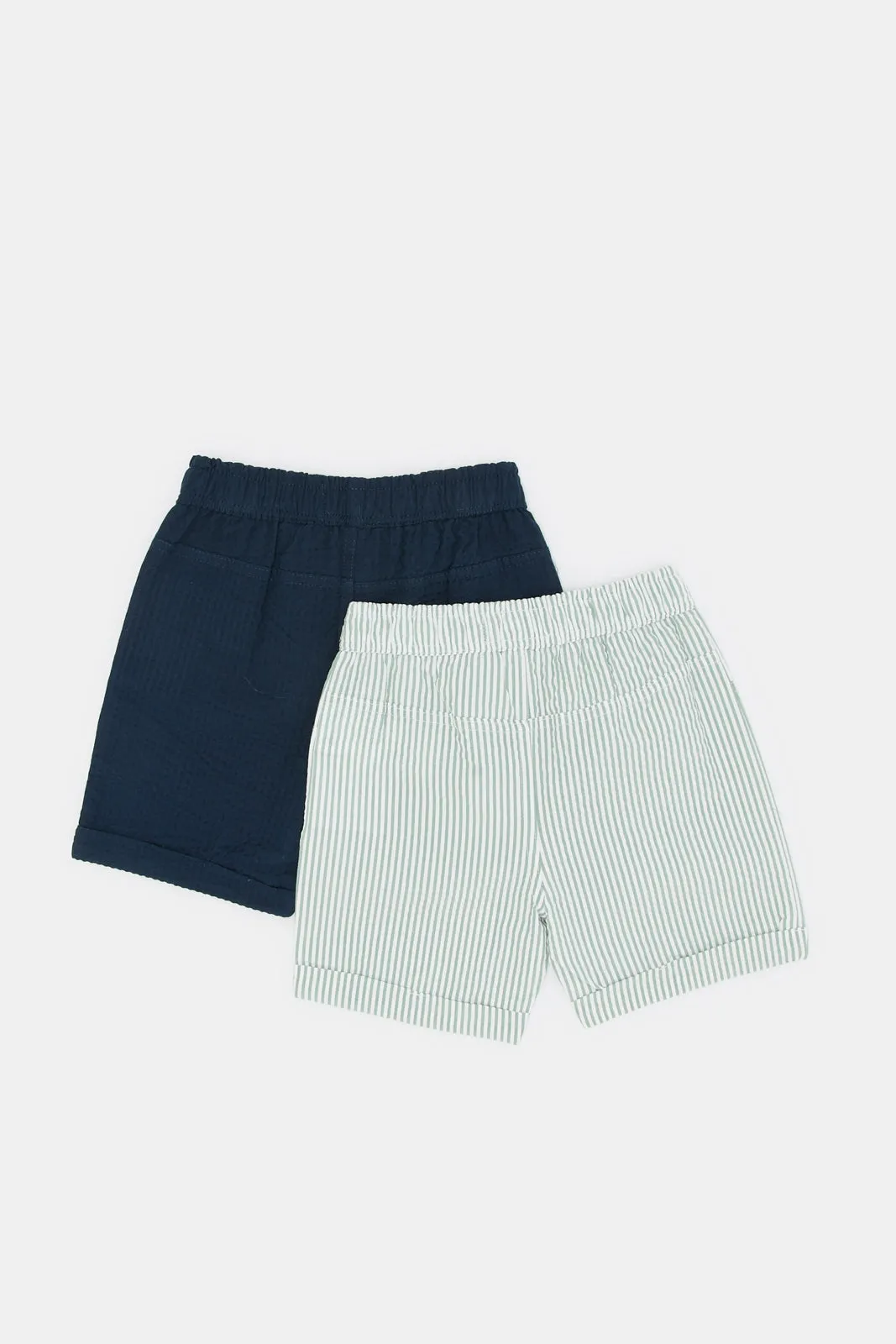 Baby Boys Green And Navy Shorts Set (Pack Of 2)