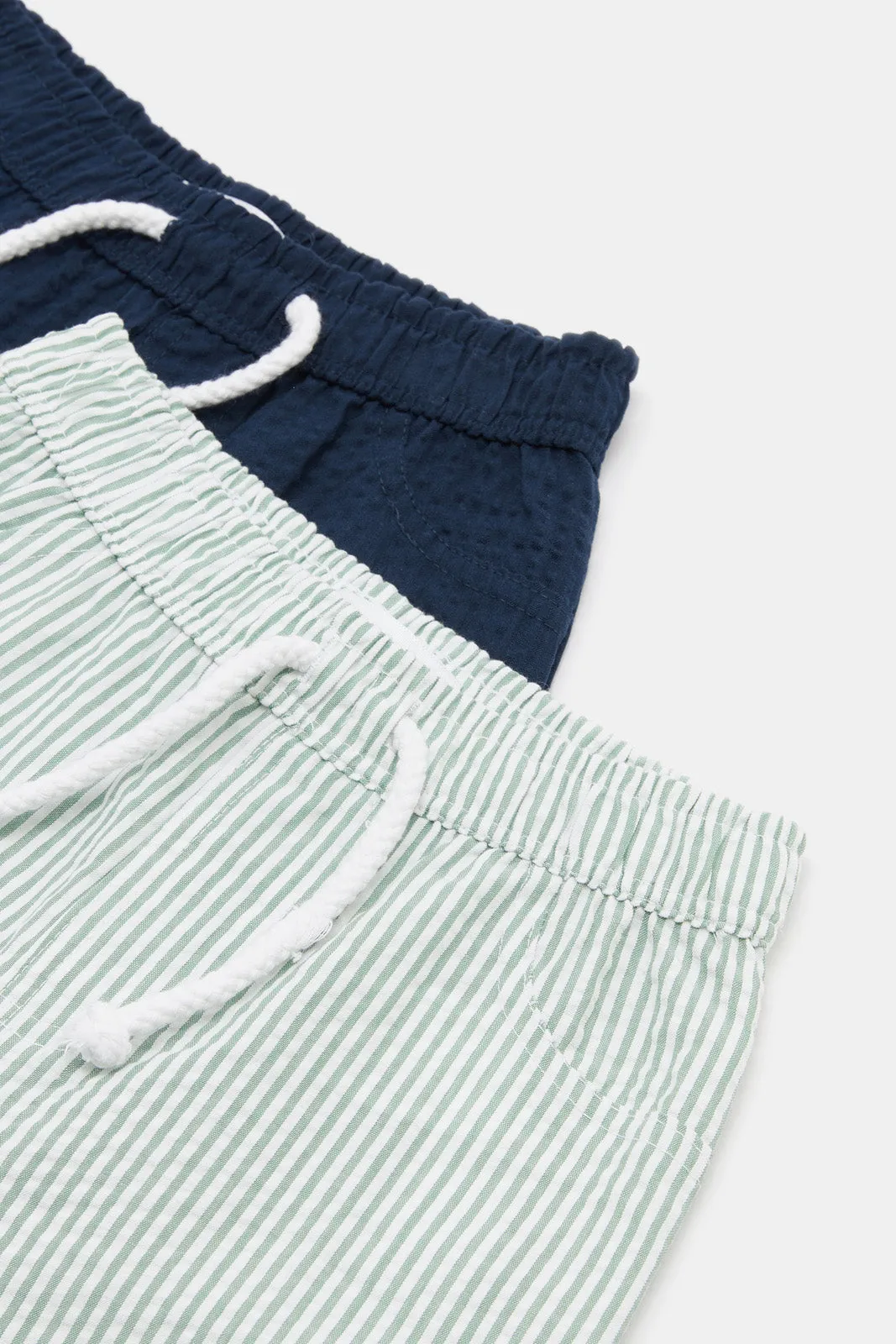 Baby Boys Green And Navy Shorts Set (Pack Of 2)