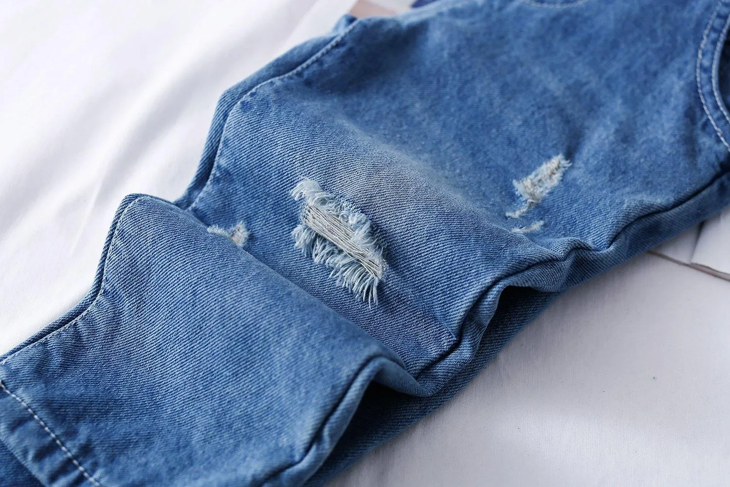 Baby Toddler Adjustable Ripped Cotton Denim Overalls