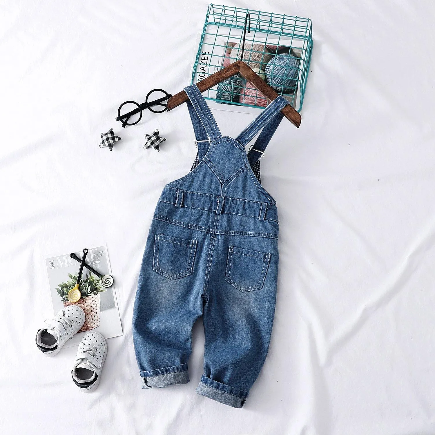 Baby Toddler Adjustable Ripped Cotton Denim Overalls