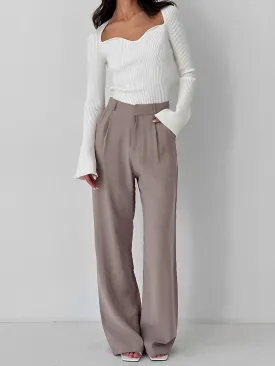 BerryBetty - Business Casual Pleat Wide Leg Dress Pants