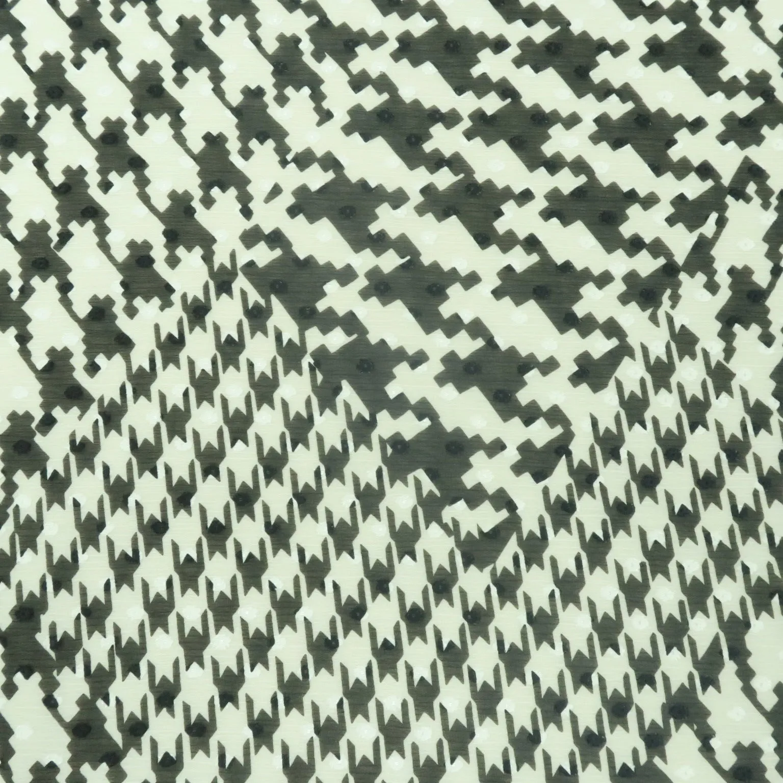 Black and White Houndstooth Sheer Chiffon Polyester Fabric