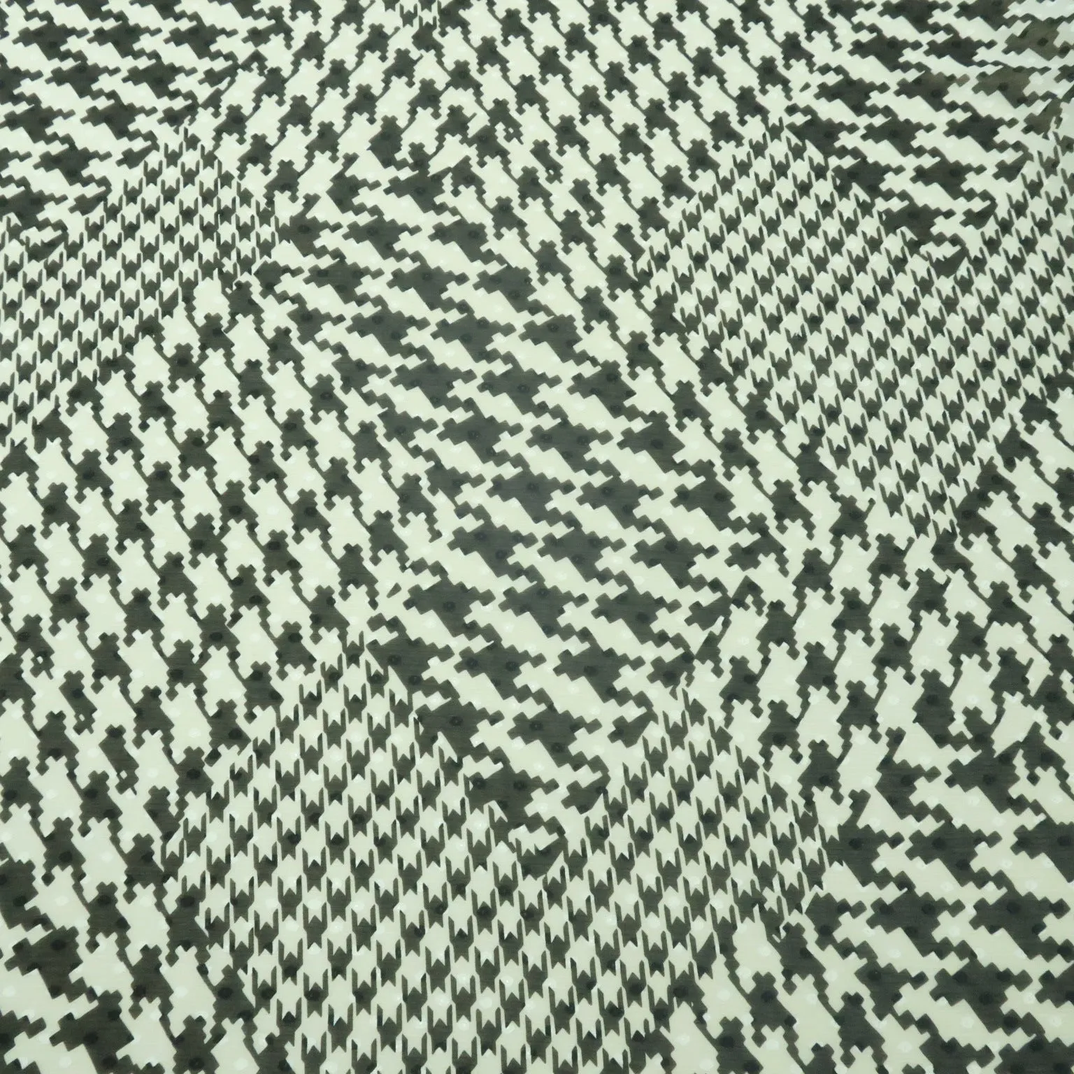 Black and White Houndstooth Sheer Chiffon Polyester Fabric