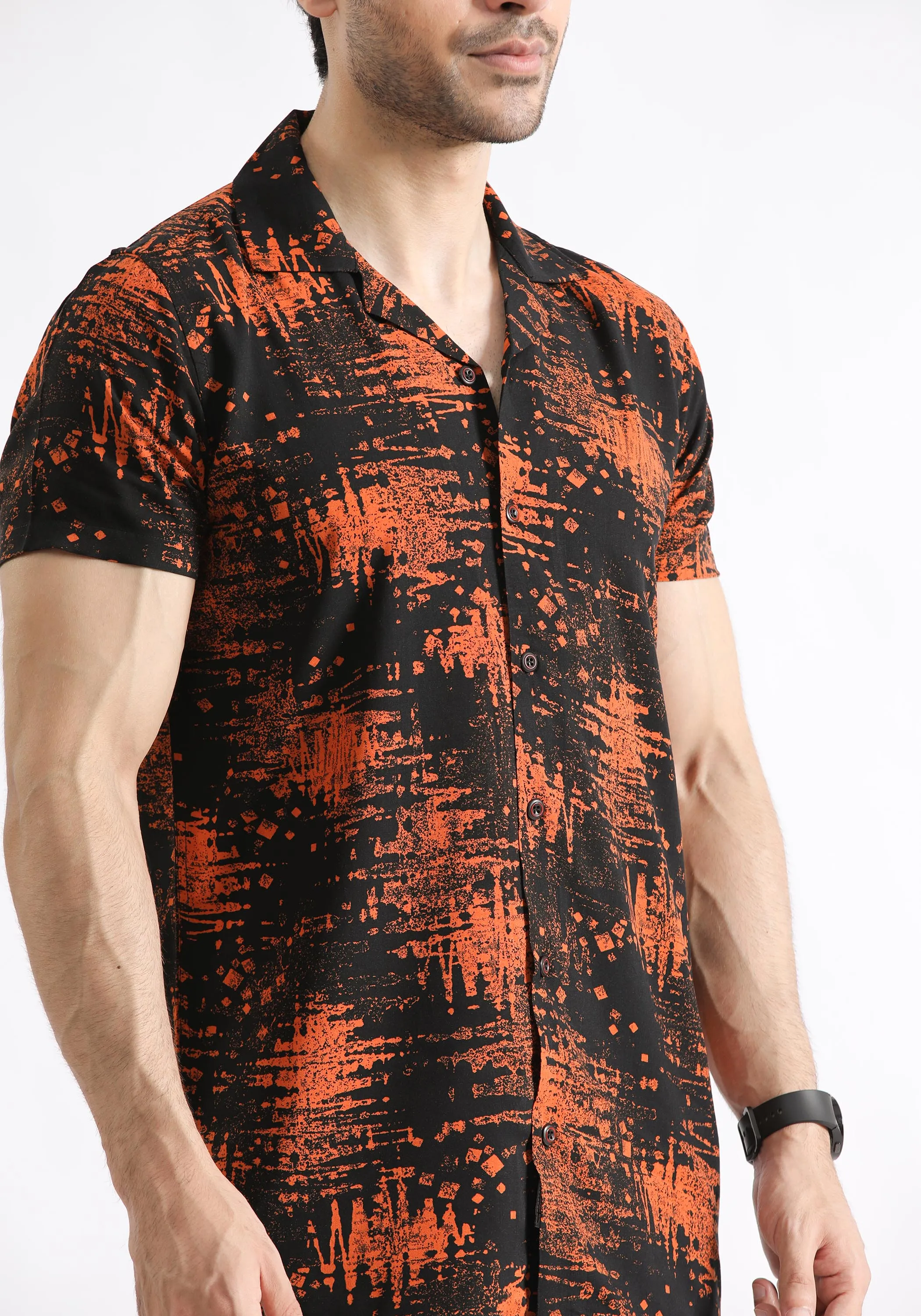 Black Printed  Casual Shirt