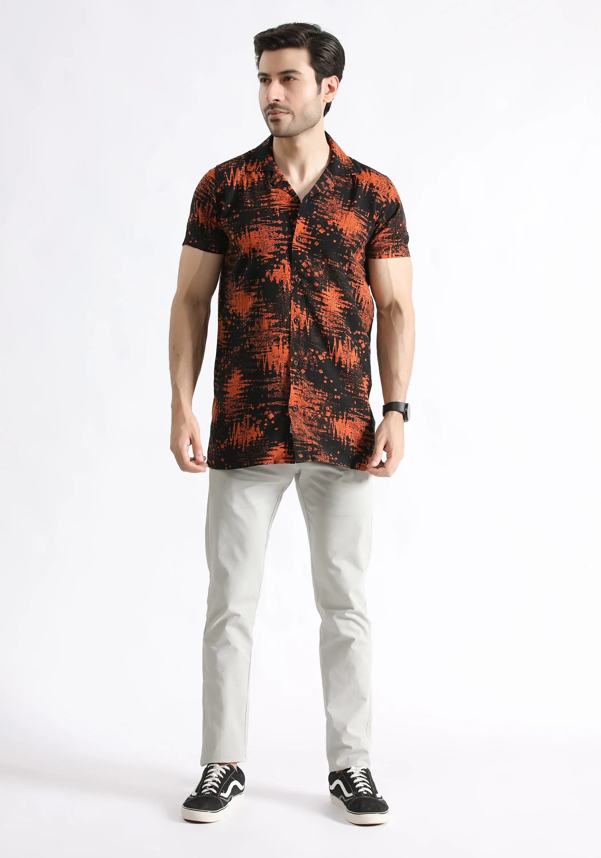 Black Printed  Casual Shirt