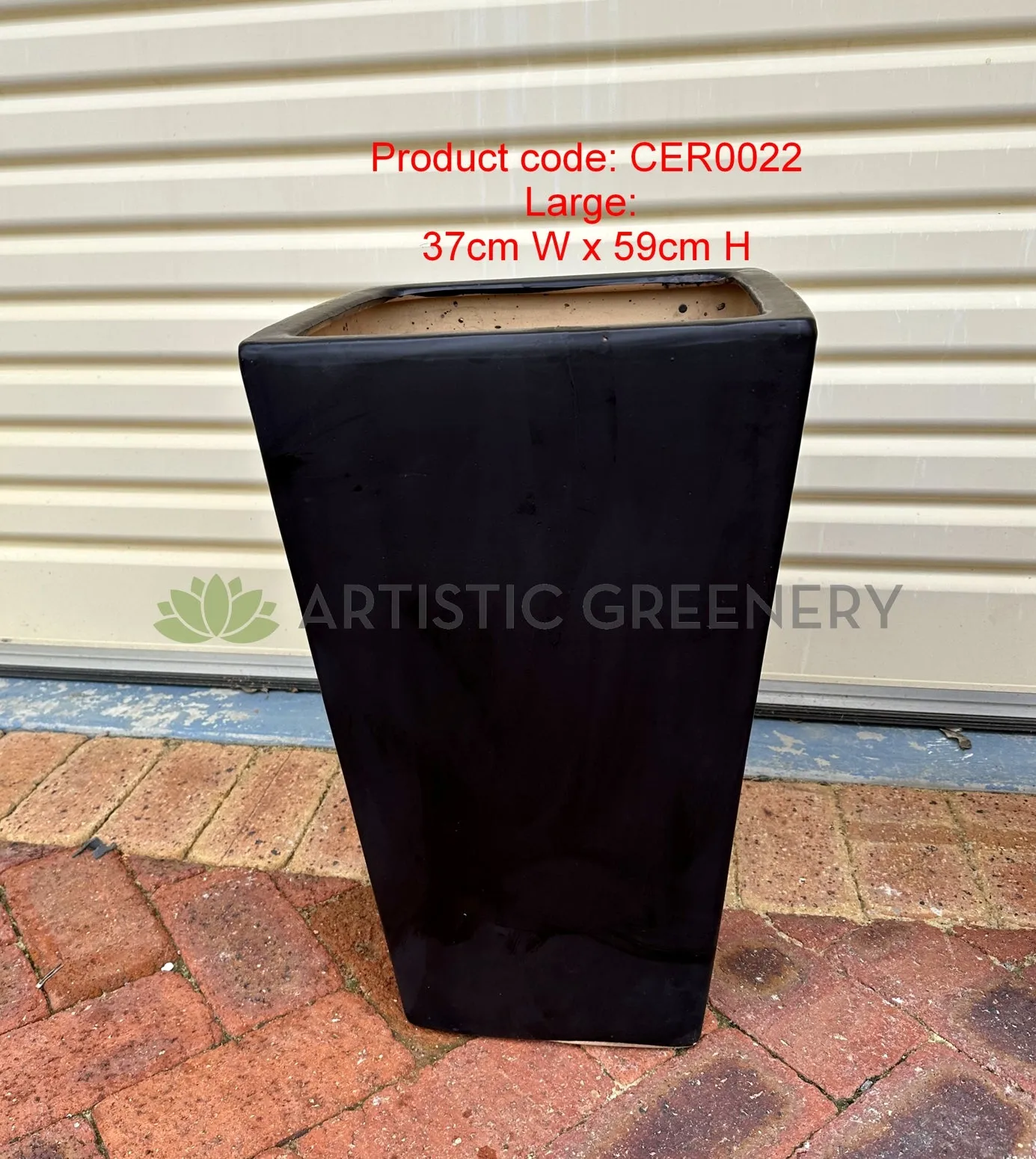 Black Square Tapered Planter Matt Finish - Square (Ceramic) CER0022