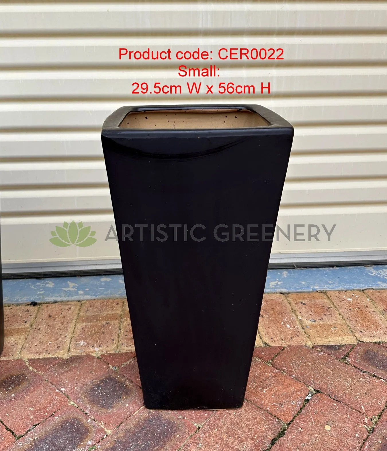 Black Square Tapered Planter Matt Finish - Square (Ceramic) CER0022