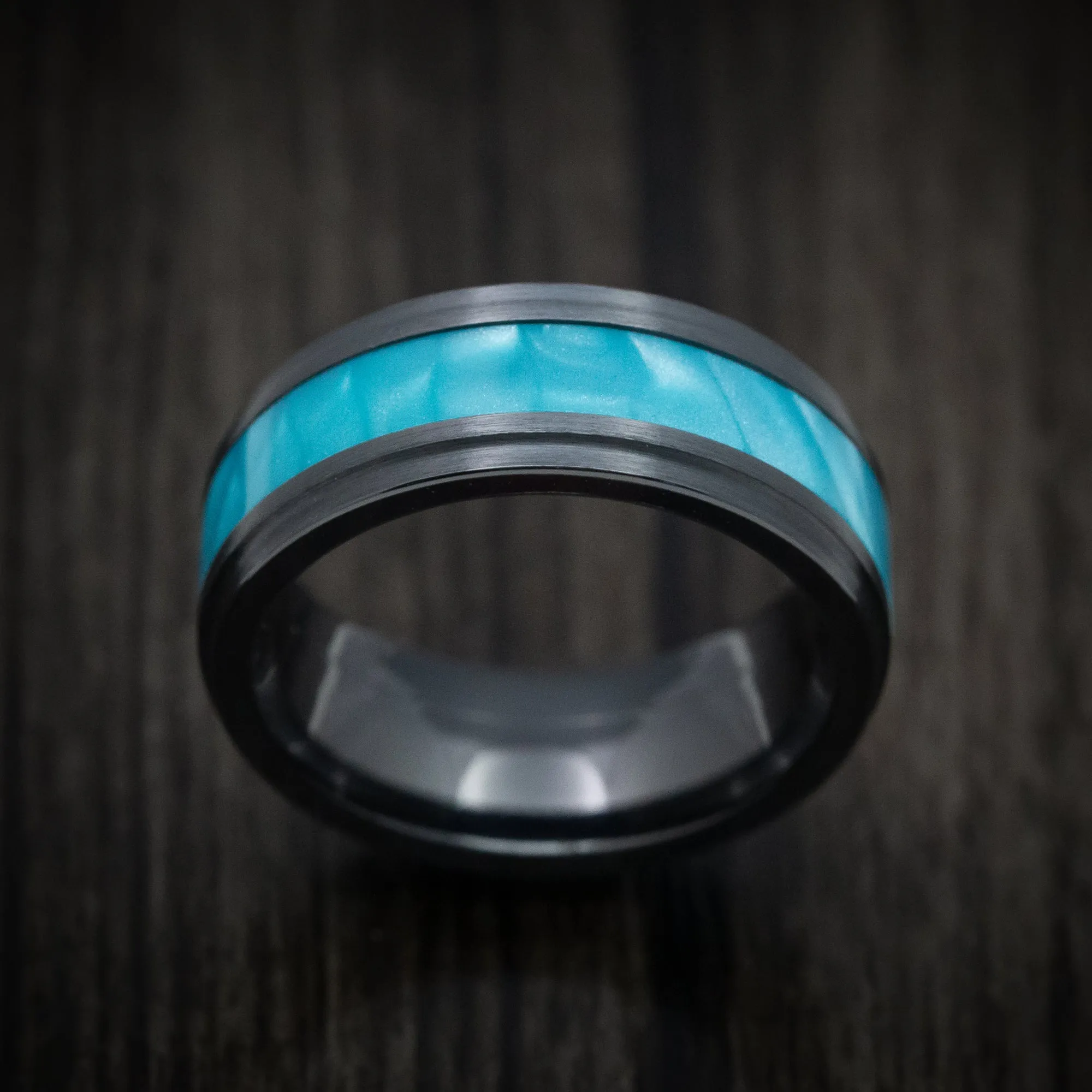 Black Titanium and Juma Inlay Men's Ring Custom Made Band