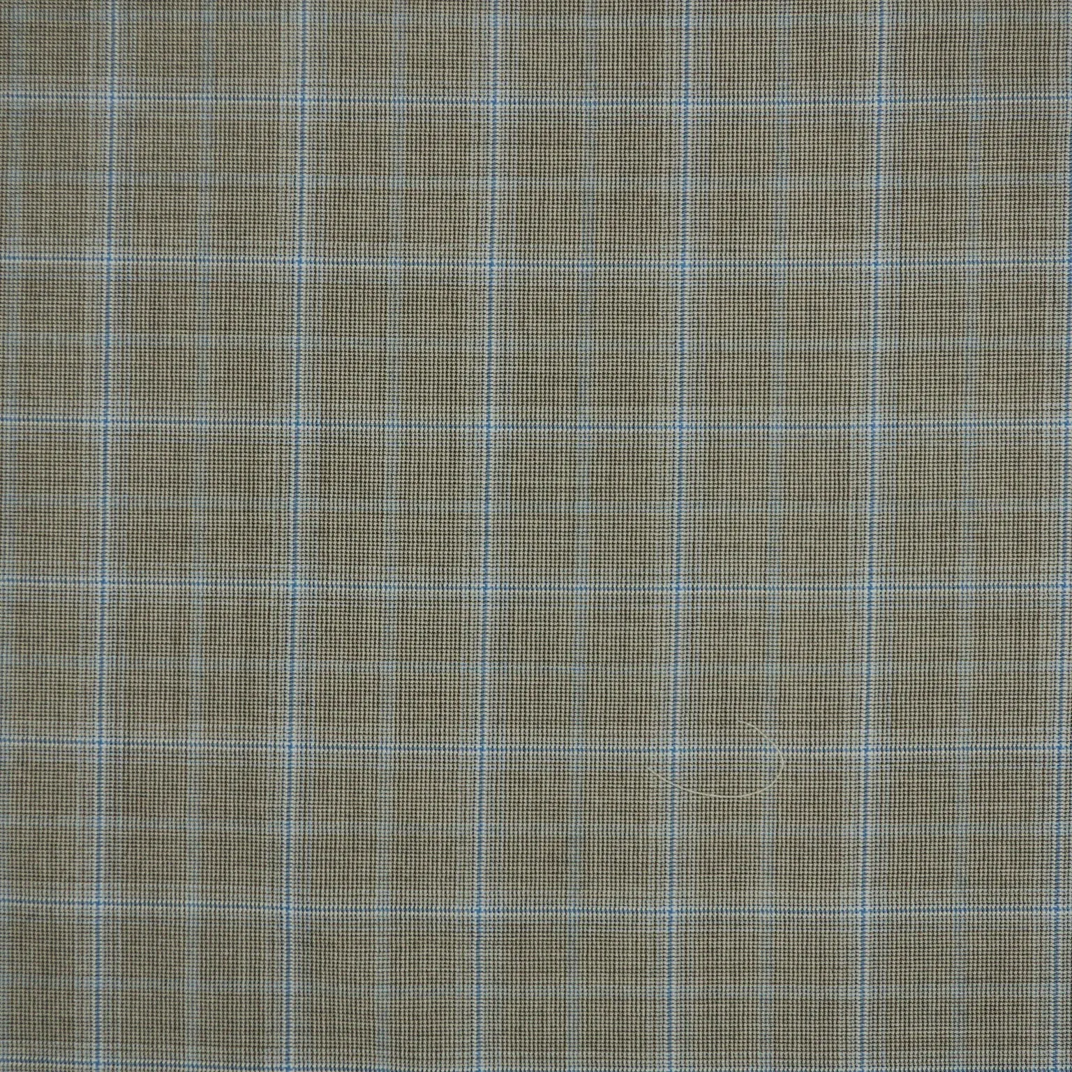 Blue and Brown Windowpane Wool Suiting Fabric