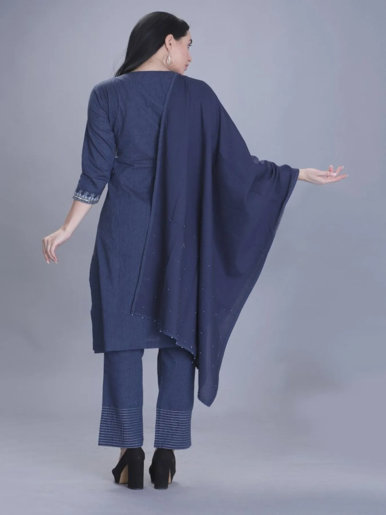 Bodacious Navy Blue Kurta Set With Dupatta