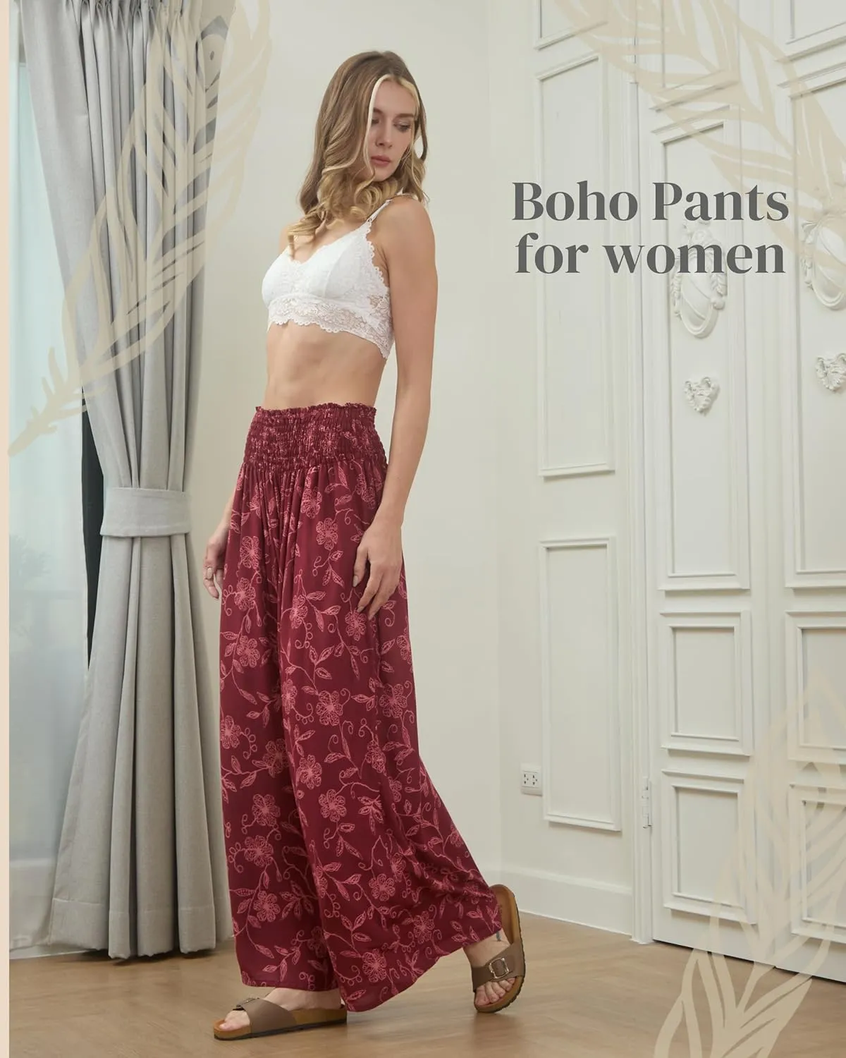 Boho Pants Palazzo Pants for Women with Pockets| Wide Leg high Waisted Flowy Pants for Women | Summer, Cruise, Vacation