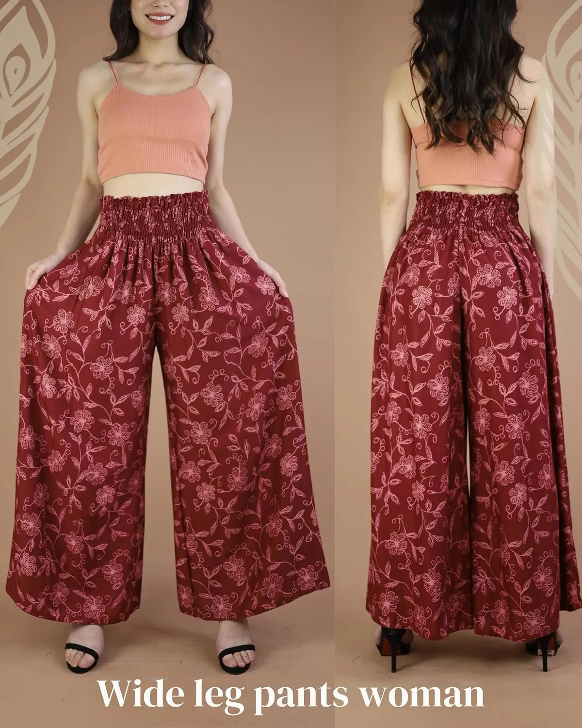 Boho Pants Palazzo Pants for Women with Pockets| Wide Leg high Waisted Flowy Pants for Women | Summer, Cruise, Vacation