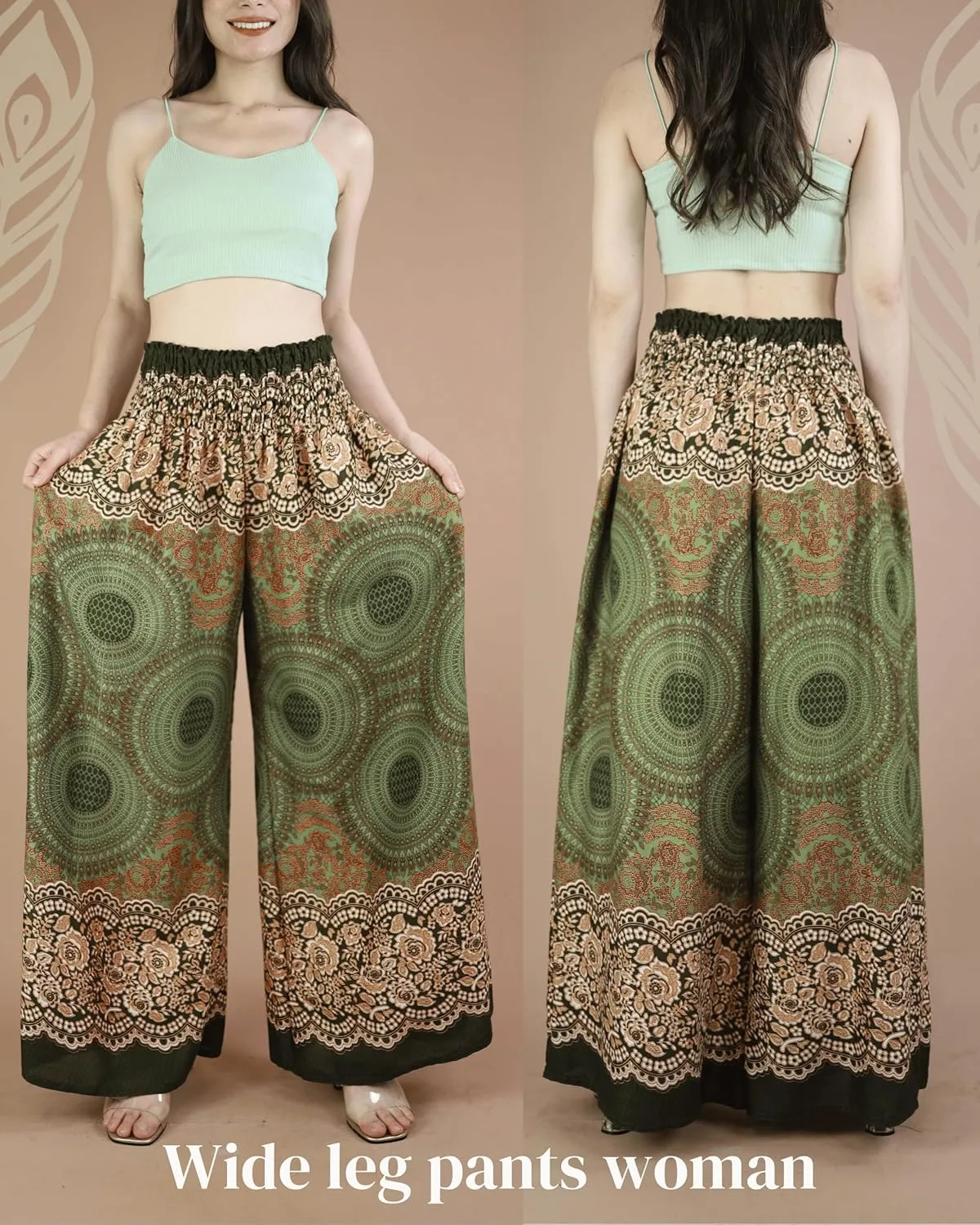 Boho Pants Palazzo Pants for Women with Pockets| Wide Leg high Waisted Flowy Pants for Women | Summer, Cruise, Vacation