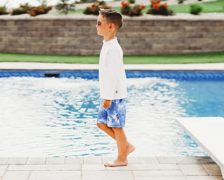 Boys UPF 50  Recycled Nylon Long Sleeve Rashguard | Bright Light Blue