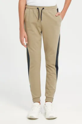 Brown Cut And Sew Active Pants