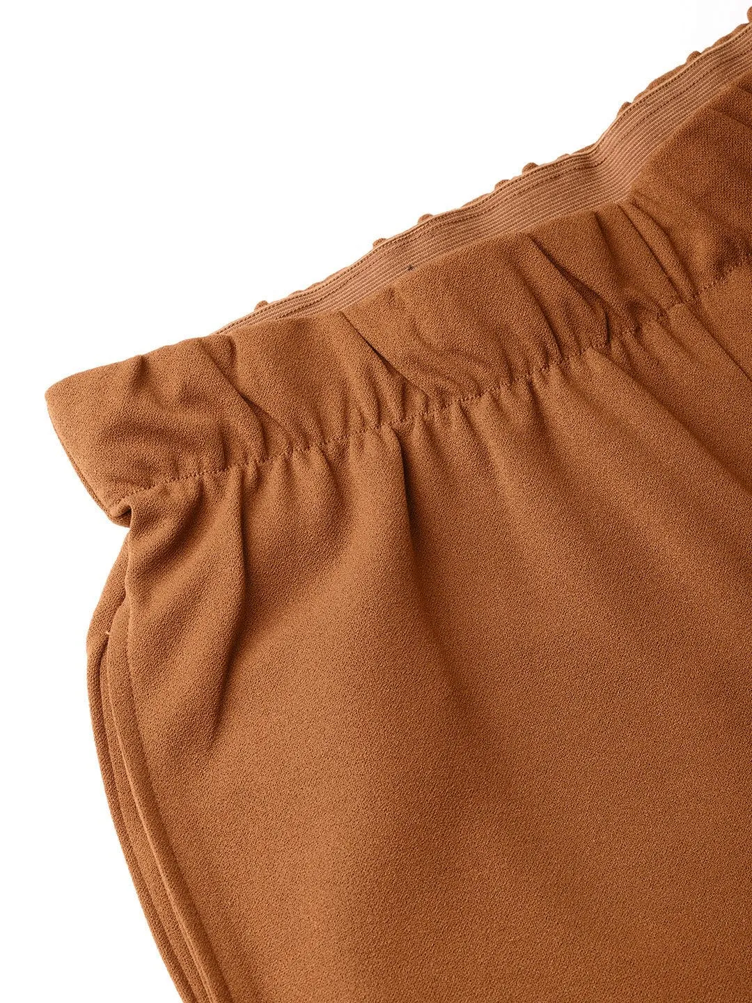 Brown Inlay Pocket Palazzo Pants