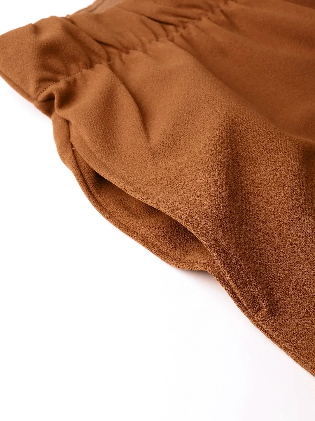 Brown Inlay Pocket Palazzo Pants