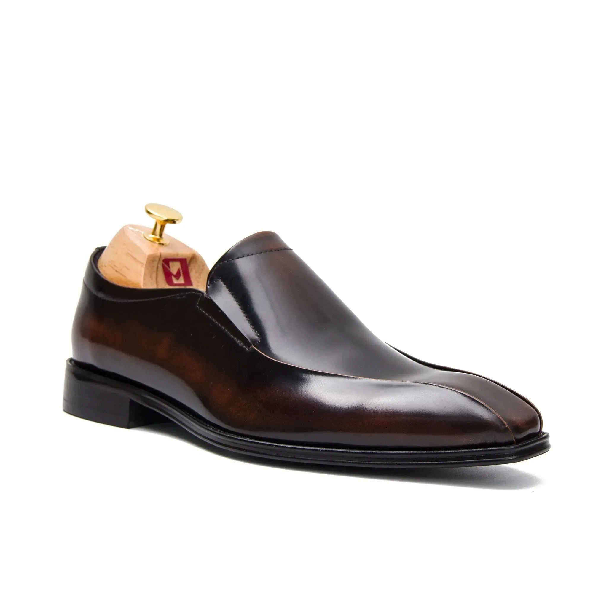 Brown leather loafers men