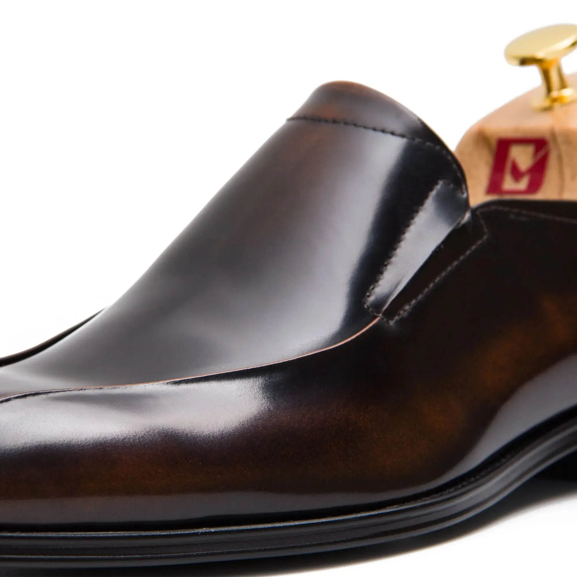 Brown leather loafers men